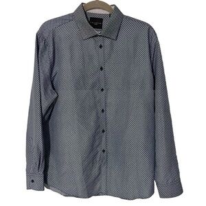 Calabrum London Men’s Long Sleeve Button Down Dress Shirt Large Blue 16-16 1/2